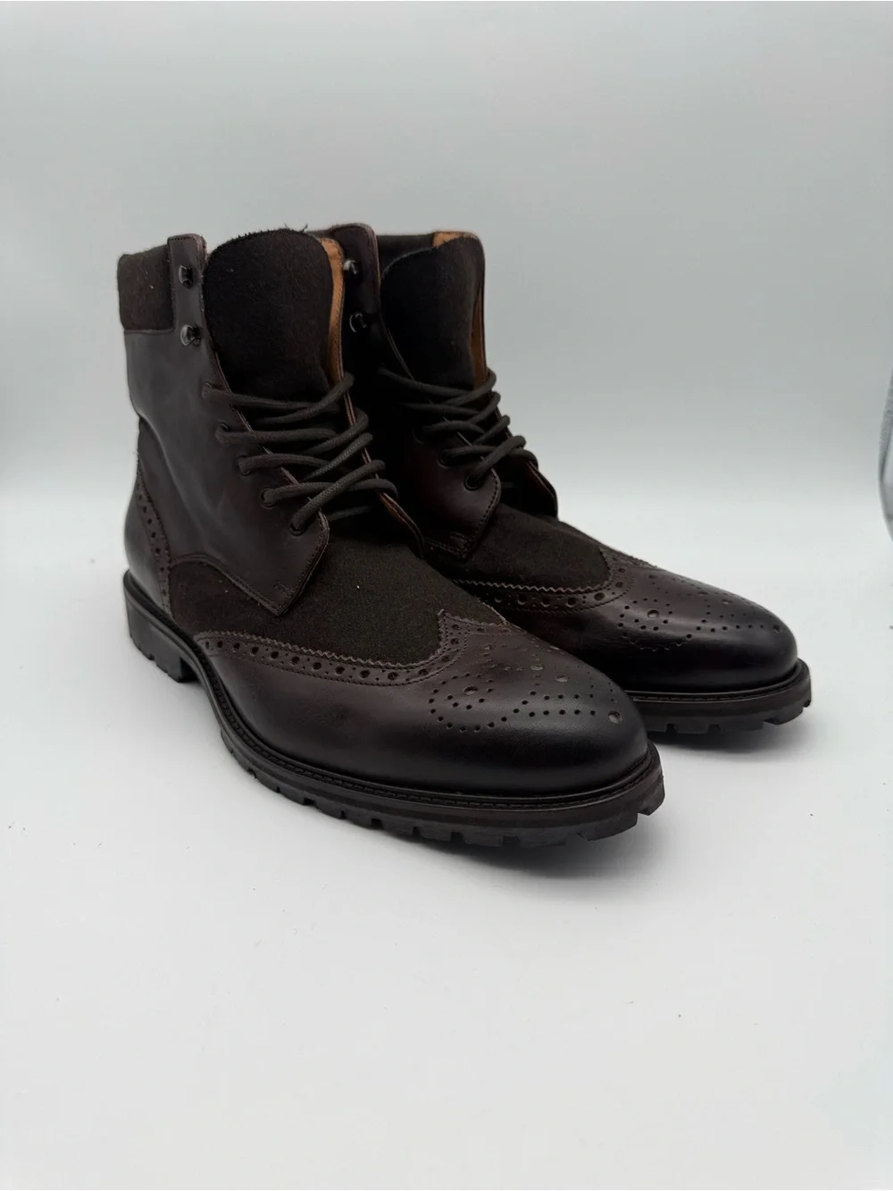 BRAND NEW Mercanti Firentini Made In Italy Suede/Leather Boots Brown Men’s Sz 9